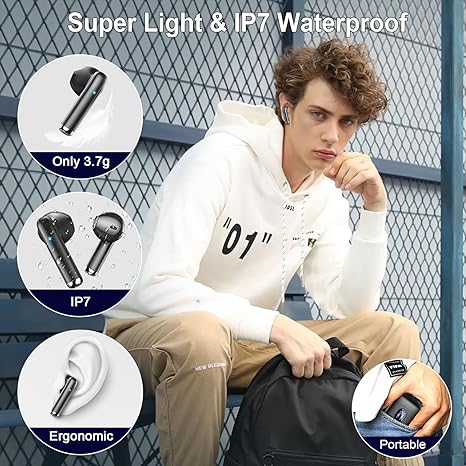 Wireless Earbuds, 2024 Bluetooth 5.4 Earbuds Hi-Fi Stereo, 3g Mini Ear Buds with 4 ENC Mic, Bluetooth Headphones in Ear, 30H USB-C LED Charging Case, IP7 Waterproof Wireless Earphones for Android iOS - Image 2