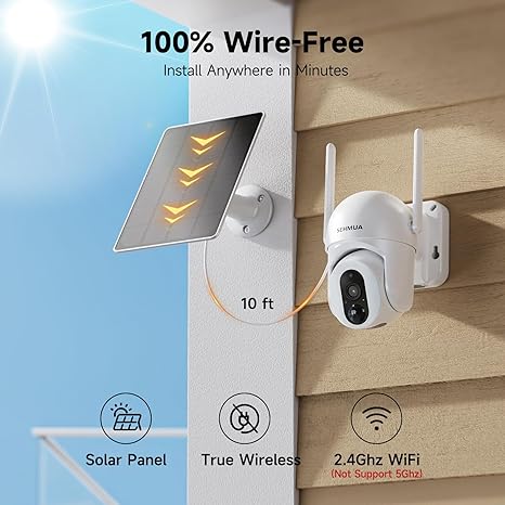 SEHMUA Solar Security Cameras Wireless Outdoor with 500LM Spotlight, 2K Live Video, 360° Full Coverage, PIR Motion Alerts, Cloud/Local Storage, Two Way Talk, Color Night Vision for Home Security - Image 3
