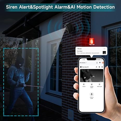 Security Cameras Wireless Outdoor 4pc,2K Battery Powered AI Motion Detection Spotlight Siren Alarm Surveillance Indoor Home Camera, Color Night Vision, 2-Way Talk, Waterproof, Cloud/SD, Works w/Alexa - Image 4