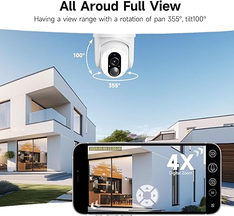 SEHMUA Solar Security Cameras Wireless Outdoor with 500LM Spotlight, 2K Live Video, 360° Full Coverage, PIR Motion Alerts, Cloud/Local Storage, Two Way Talk, Color Night Vision for Home Security - Image 4